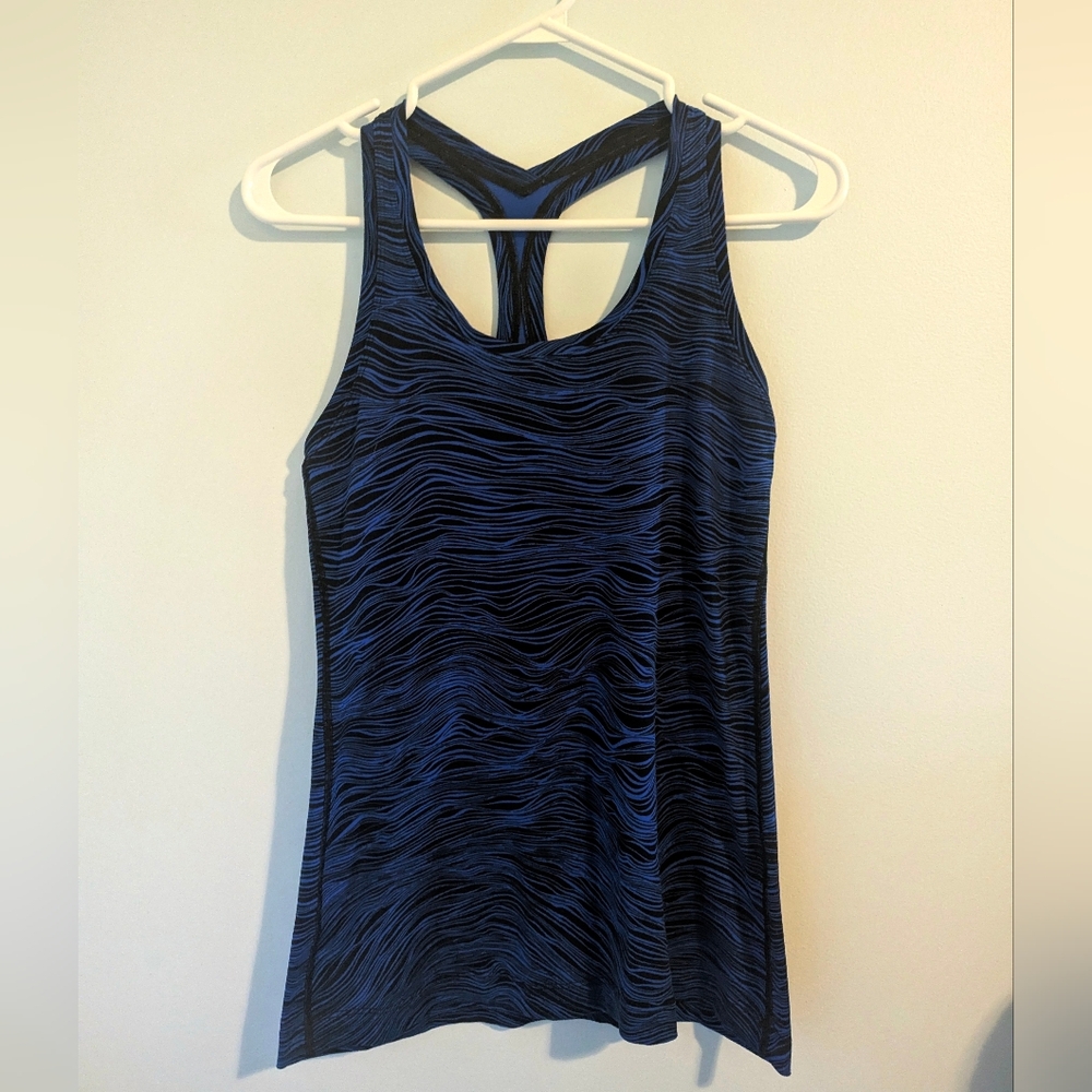 Blue and Black Patterned Tank Top